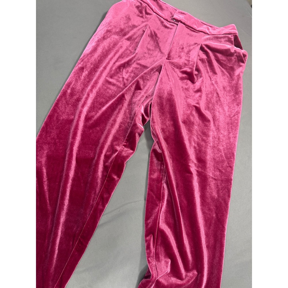 INC International Concepts Pink Velvet Pleated Wide Leg Trousers Pants Size 2